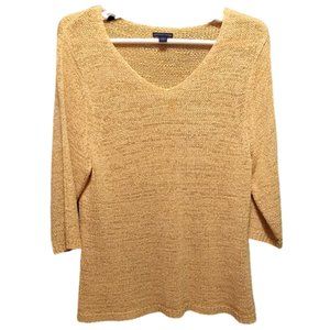 Beautiful Buttery Yellow Pullover Sweater Open Weave 1X